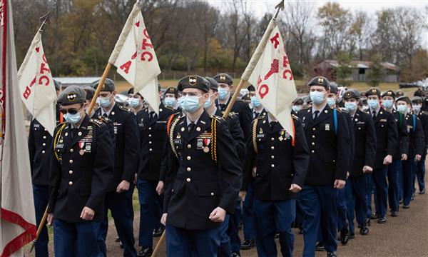 JROTC marches down road